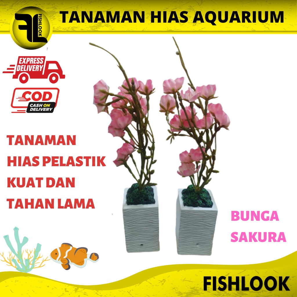 POHON TANAMAN HIAS GEX AKSESORIS PLASTIK SINTETIS AQUASCAPE AQUARIUM HIASAN AQUARIUM