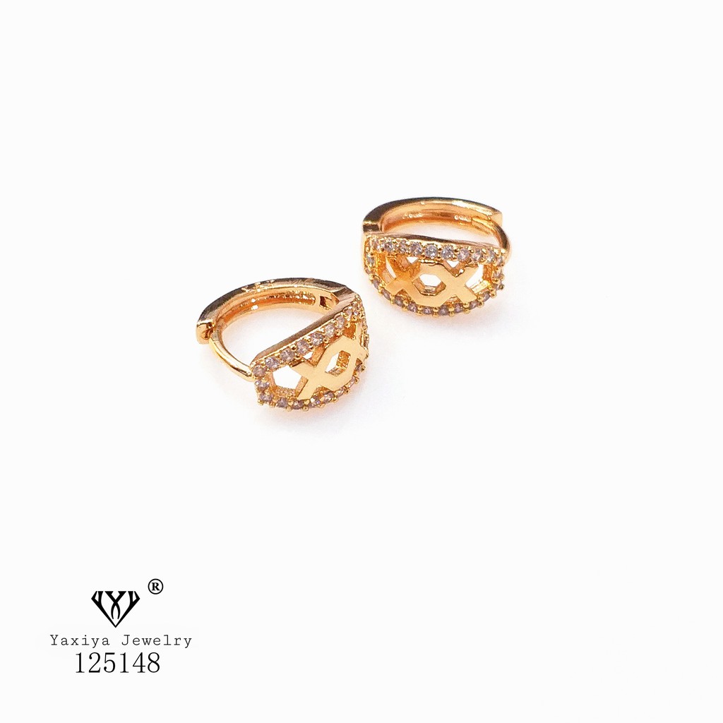 Yaxiya Anting Wanita Permata Perhiasan Lapis Emas 373-2