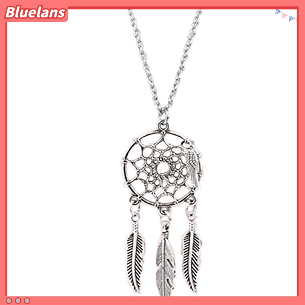 Bluelans Necklace Ethnic Dream Catcher Women Feather Wing Chain Necklace