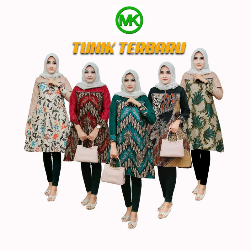 BAJU BATIK TUNIK FASHIONS WANITA RESLETING JEANS TERBARU
