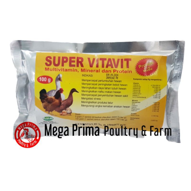 Super Vitavit Multivitamin Mineral Dan Protein Untuk Ayam Bebek Itik Isi 100gram Raid All Shopee Indonesia