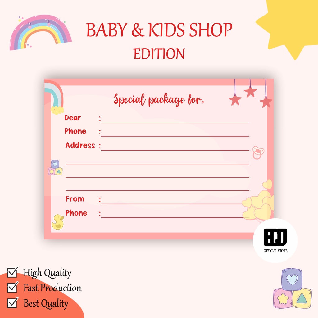 

STICKER LABEL PENGIRIMAN OLSHOP / BABY & KIDS SHOP EDITION / LABEL PENGIRIMAN / SHIPPING LABEL