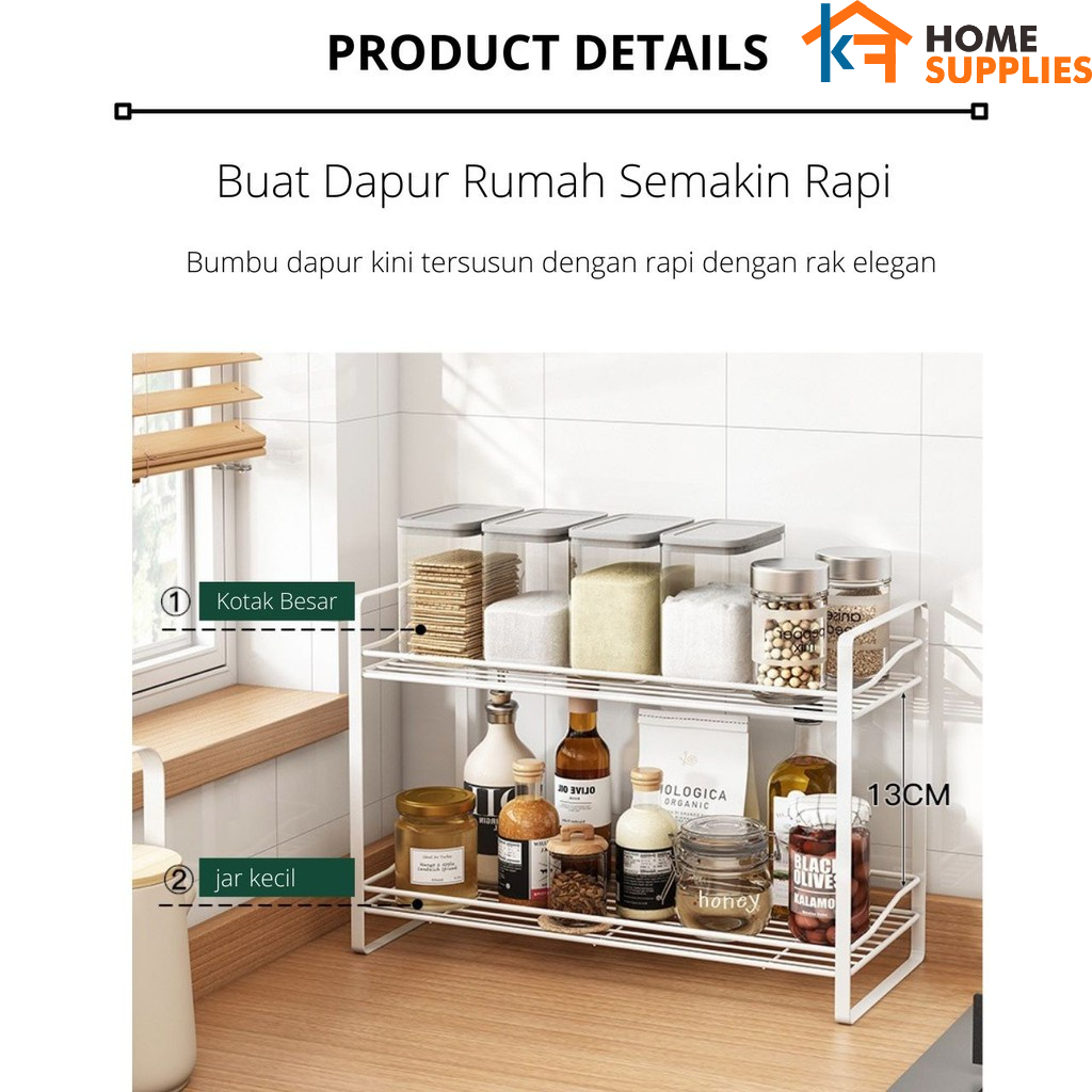 【KF】Rak Dapur Minimalis Rak Sisipan Kolong Dapur Rak Storage Multifungsi  / Rak Bumbu Nordic Style 2 Tingkat Rak Dapur Serbaguna Rak Dapur Susun Tanpa Rakit