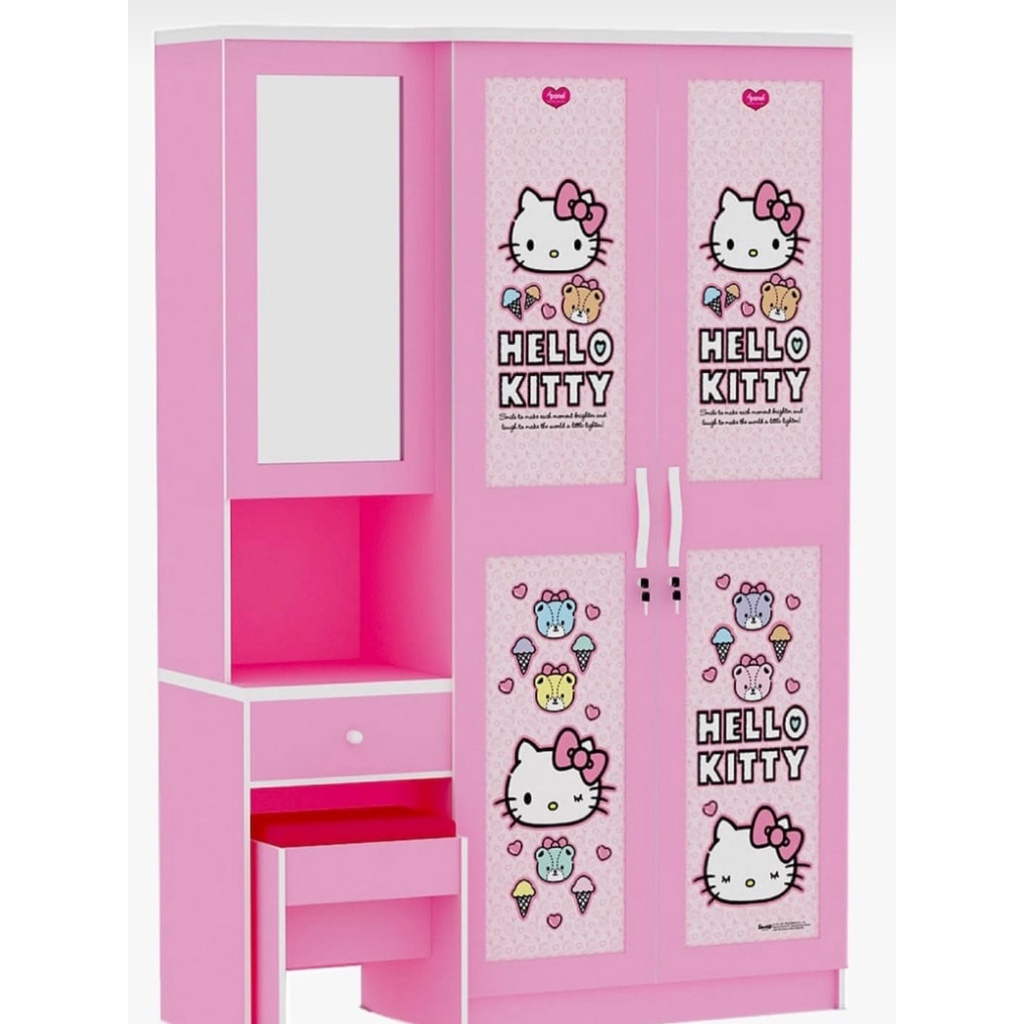 lemari panel hello kitty + meja rias