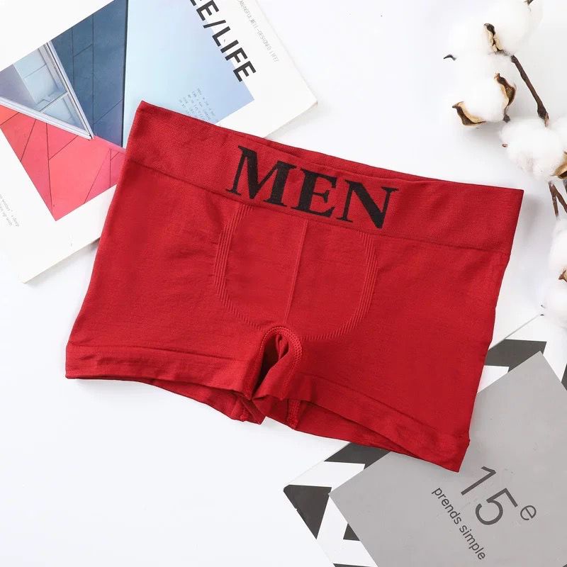 [ LINGERIE MASTER ] - (C-14) Boxer Seamless Celana dalam Pria Pakaian dalam yang nyaman bernapas Impor high quality-C-14 Merah