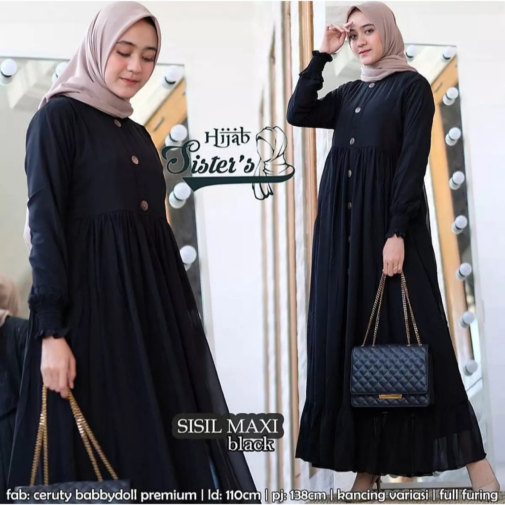 GAMIS ALESHA FULL KANCING DRESS MOSCREPE TERBARU KEKINIAN Gamis terbaru tunik wanita dewasa baju dress kondangan