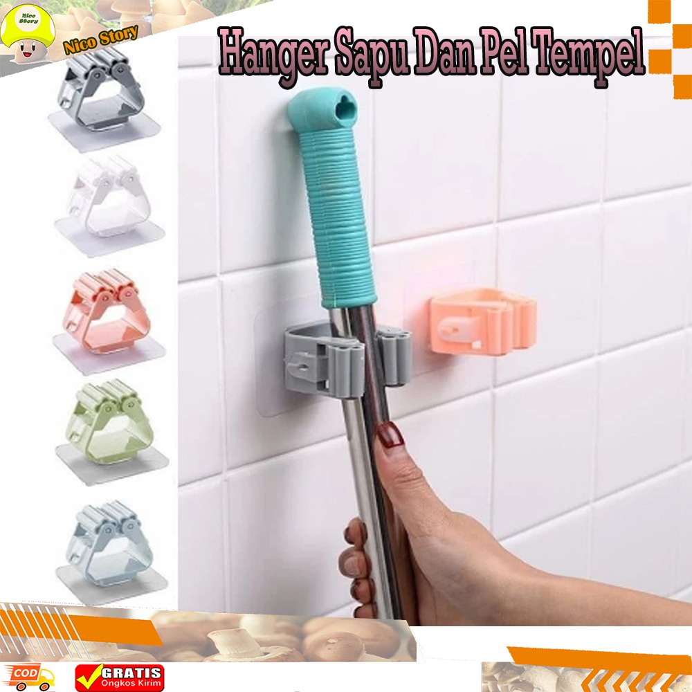 (NCS) Gantungan Sapu Pel Di Dinding Mop Suction Holder Penjepit Hanger Moop Broom Hook Hok Tempel