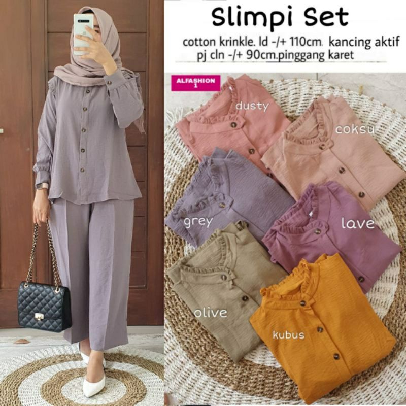 MUMU - SLIMPI SET SETELAN BAHAN CRINKLE AIRFLOW BY MUMUFASHION
