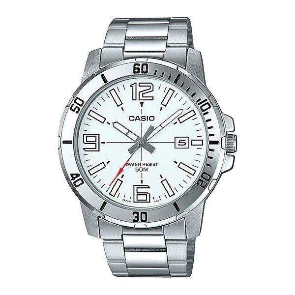 Casio Original MTP-VD01D-1B 2E / MTP-VD01D-1E 1E2 7B Jam Tangan Pria Analog Rantai Stainless Silver