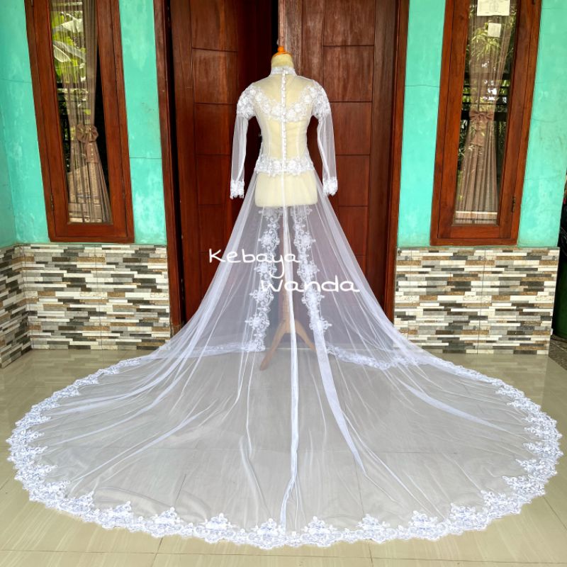 Ready Kebaya Gaun Ekor Panjang / Kebaya Pengantin / Akad Nikah