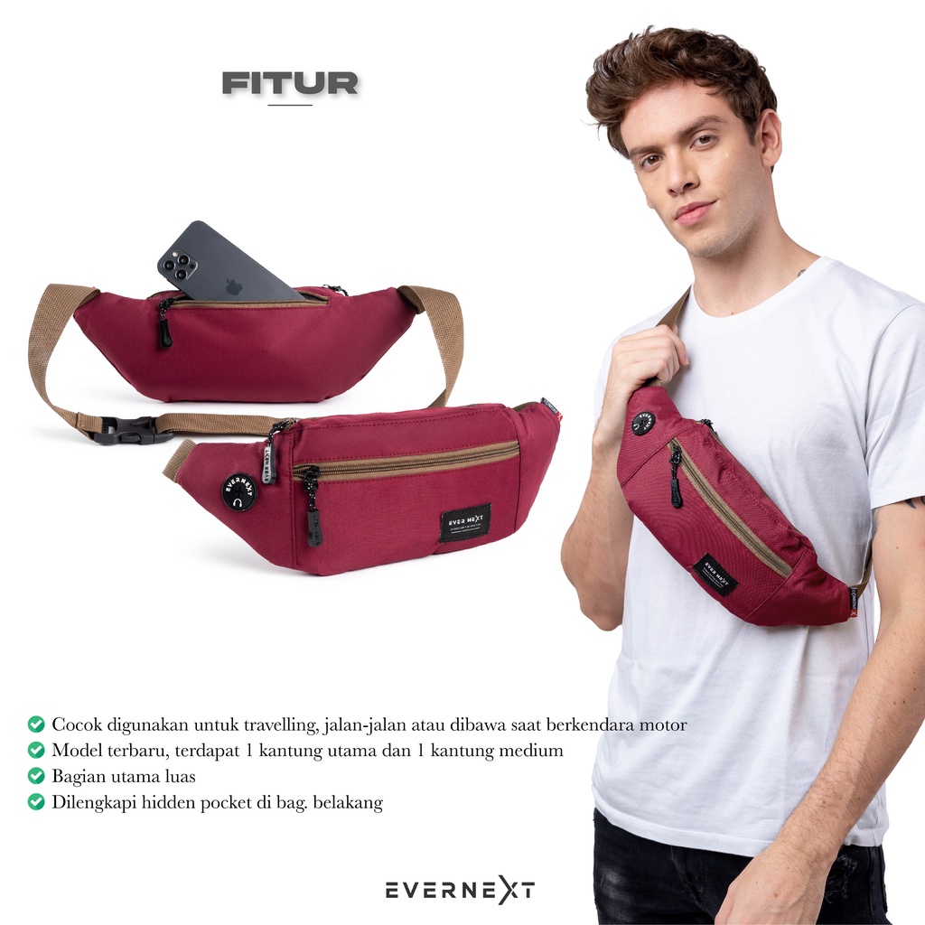 (FREE KEYCHAIN) Tas Selempang Tas Slempang Serbaguna Waist Bag Unisex Cowok Cewek Ada Lubang Headset