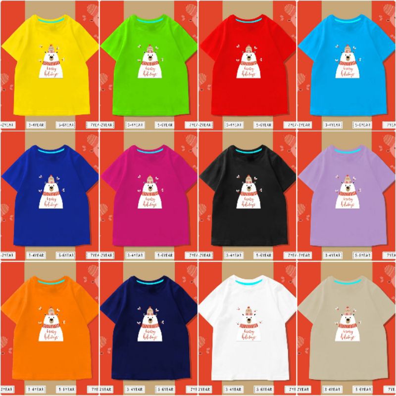 T-SHIRT / KAOS KIDS WHITE BEAR CHRISTMAS COTTON24S