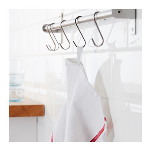 IKEA TEKLA - Kain Lap Dapur Katun Motif Garis Merah Putih - Ujung Simpul Gantungan