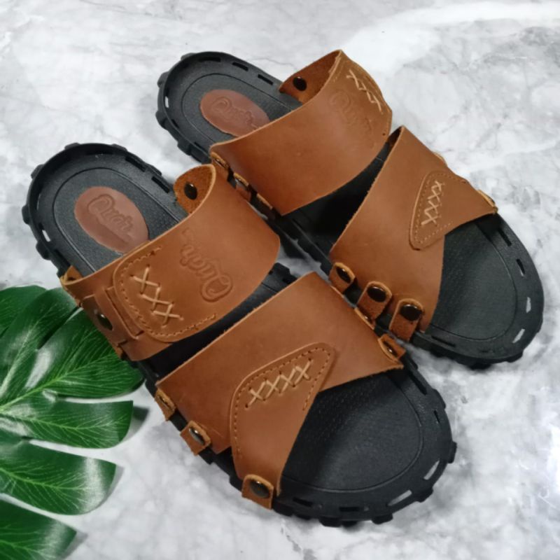 Sandal casual pria kulit asli/Sandal kokop pria kulit asli