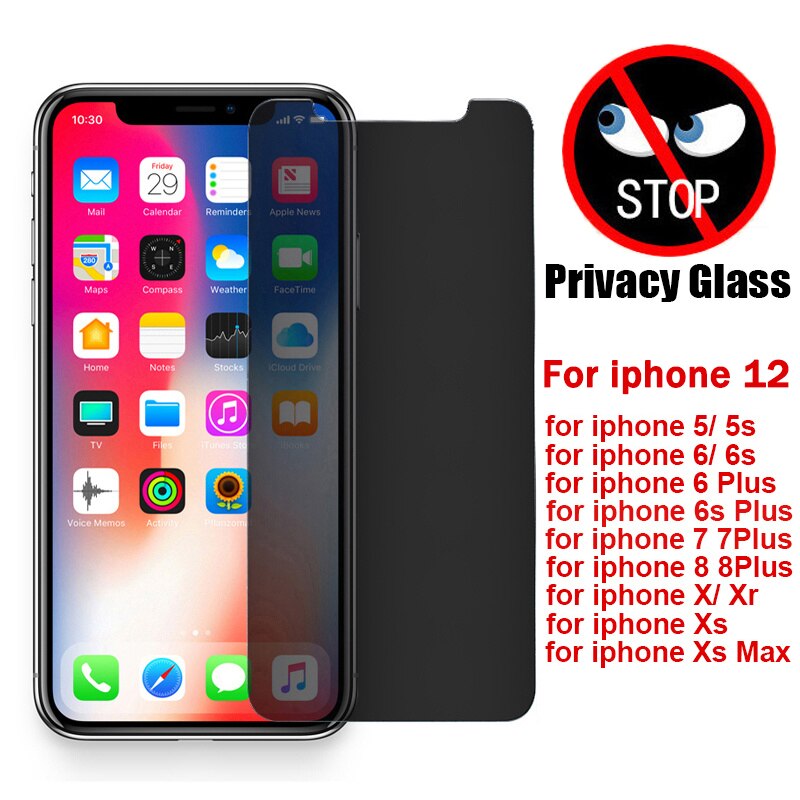 Pelindung Layar Tempered Glass Anti Spy For Iphone X Xr Xs Max 6 7 8 Plus 12 Pro