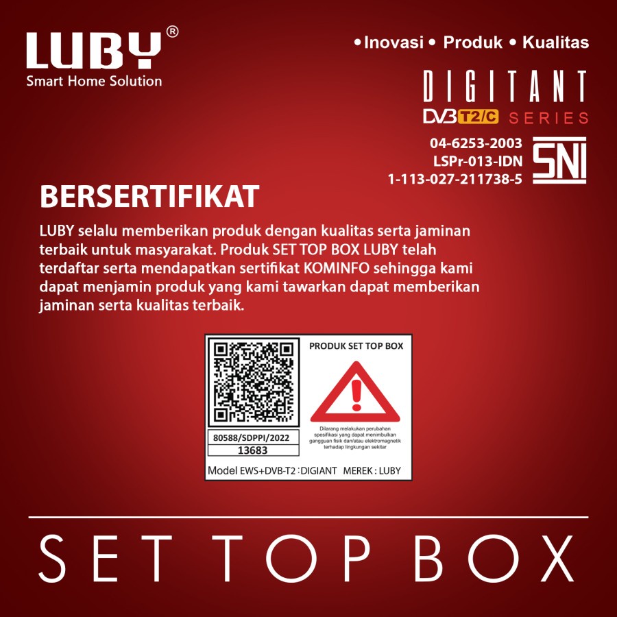 Set Top Box Luby DVB T2 STB Receiver TV STB Penerima Siaran Digital Full HD