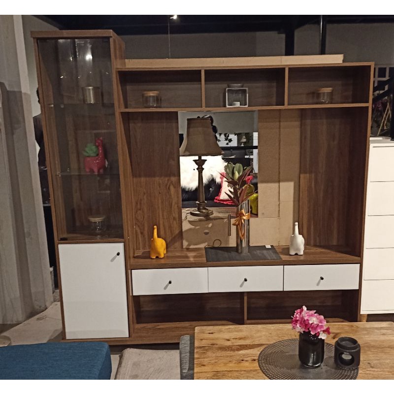 RAK TV MINIMALIS BESAR / RAK TV PAJANGAN PUTIH / WALL UNIT