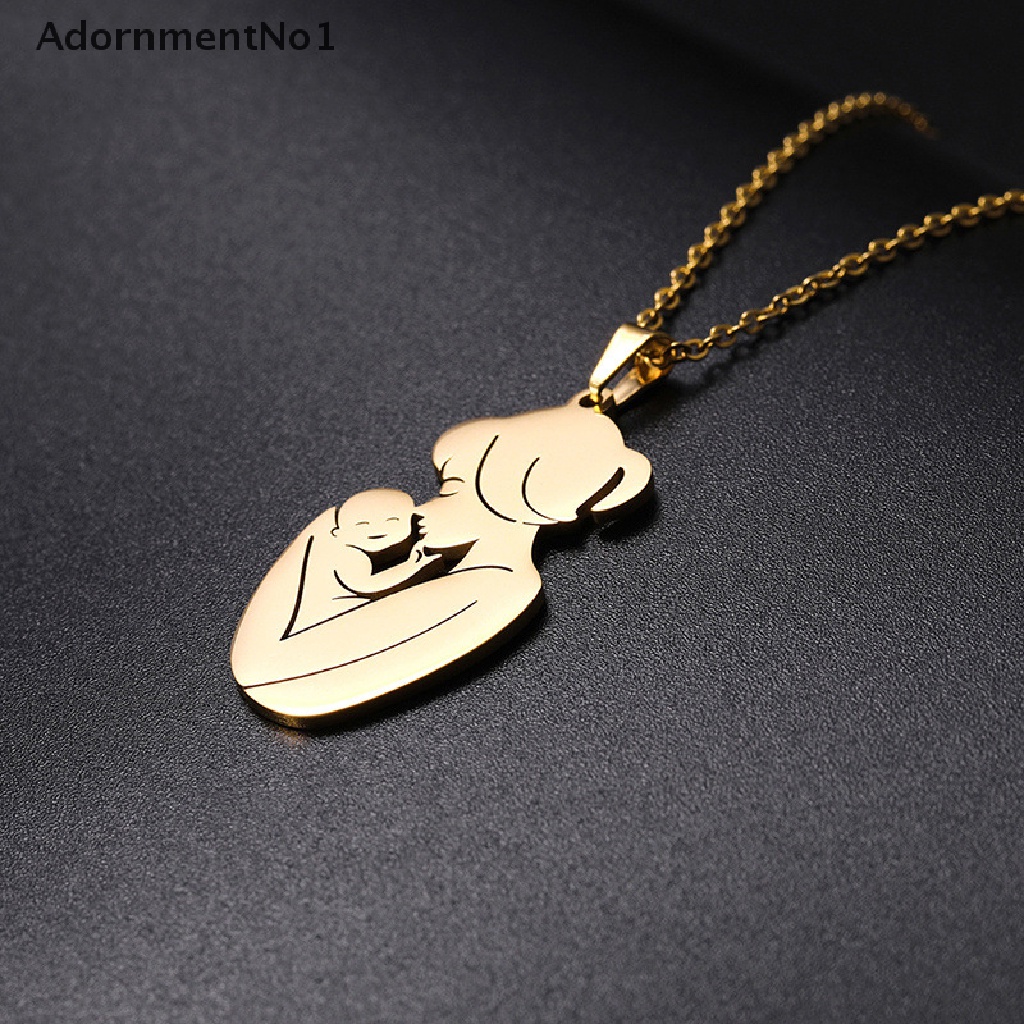 (AdornmentNo1) Kalung Rantai Stainless Steel Warna Emas Untuk Hadiah Hari Ibu / Ayah / Anak