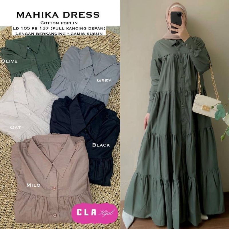 Mahika Dress muslim maxi dress busui maxy jumbo gamis katun poplin gamis jumbo gamis busui polos ori