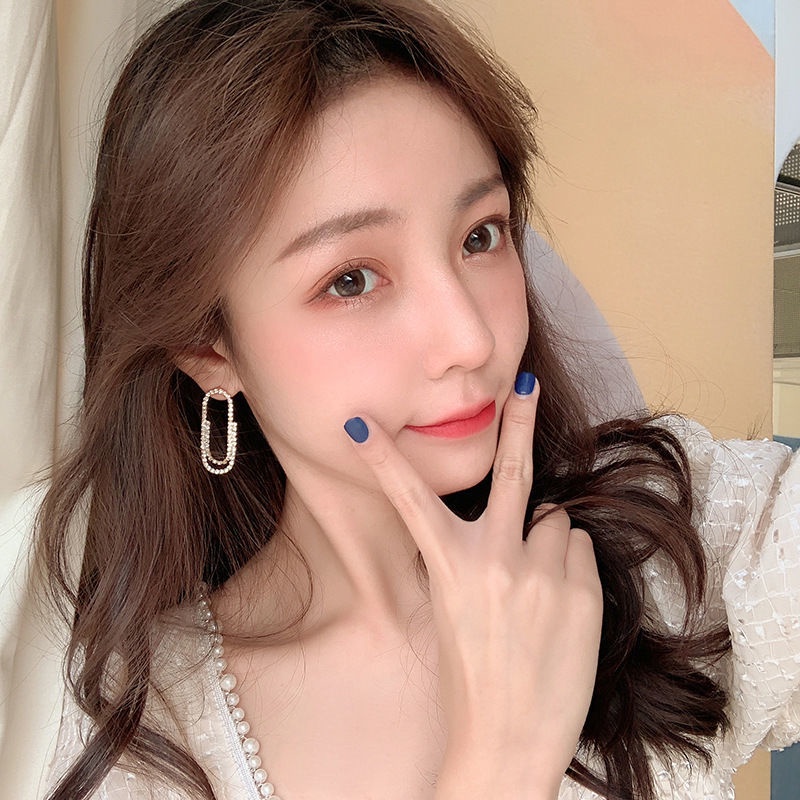 Anting oval Berlian Berkilau Aksesoris Telinga fashion Korea Wanita