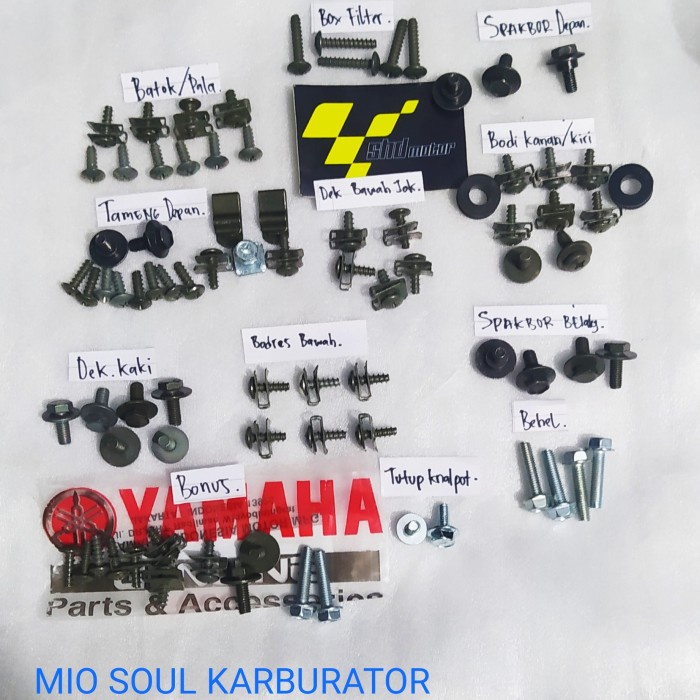 baut full set bodi / body yamaha mio soul /baut lengkap bodi mio soul karbu