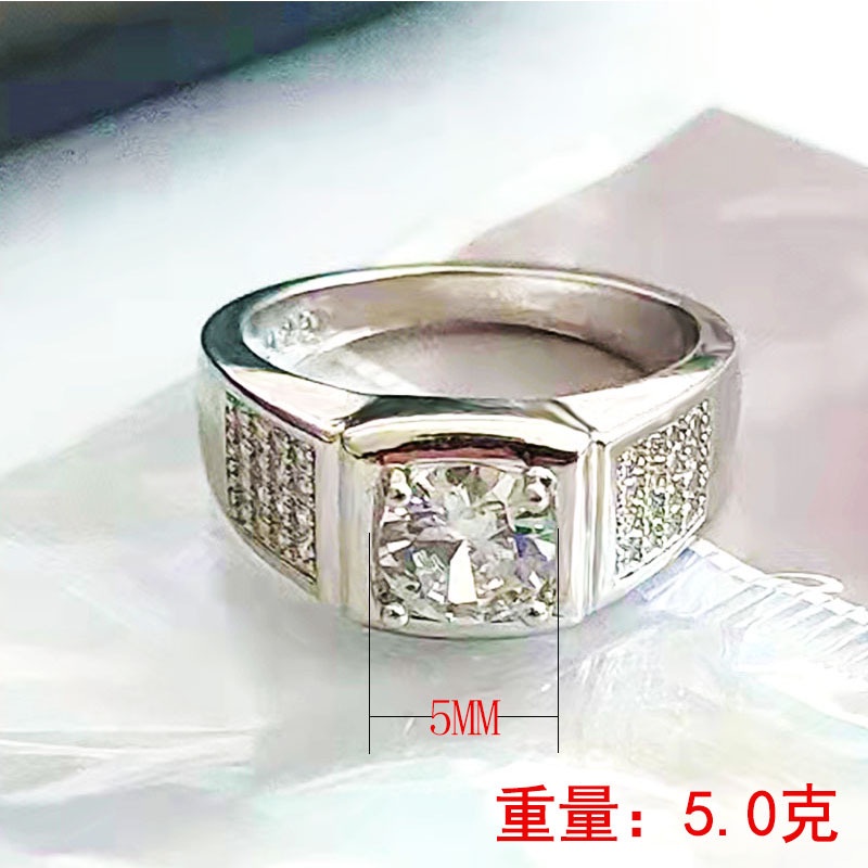 Cincin Desain Empat Cakar Bahan Stainless Steel 925 Hias Berlian 1 Karat Untuk Pria