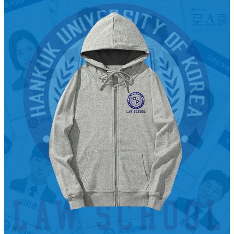 ZIPPER HOODIE HANKUK/ZIPPER HOODIE LAW SCHOOL/ZIP HOODIE K-DRAMA LAW SCHOOL HANKUK GAMBAR DEPAN BELAKANG