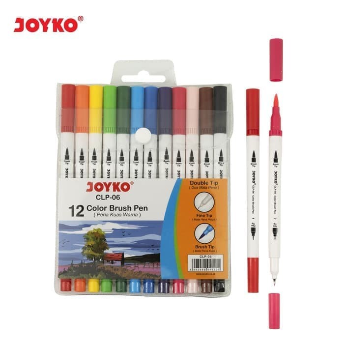 

Color Brush Pen Joyko CLP-06 12 Warna 2 in 1 Fine Tip dan Brush Tip 1 Set - AGB