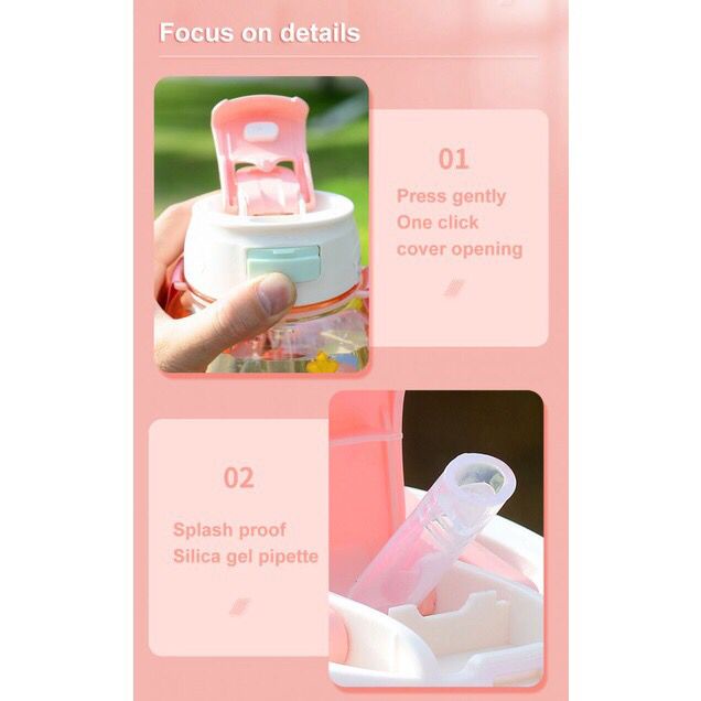 Botol Minum Anak Big Belly Children Cup Bottle + Sticker / Cangkir Air Minum Besar 1100ml + Sedotan + Tali