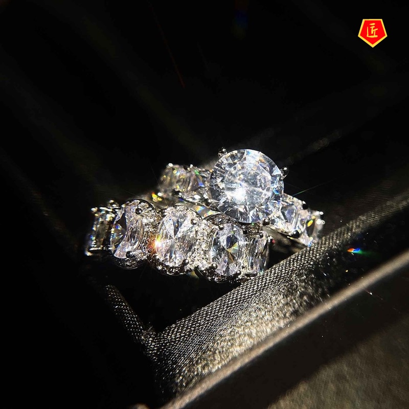 [Ready Stock]Luxury Fashion Shining Moissanite Ring Set