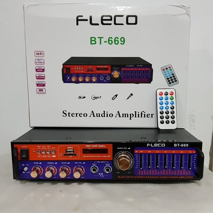 Amplifier FLECO BT-669 Bluetooth Stereo Ampli + USB + FM Radio Fitur Komplit