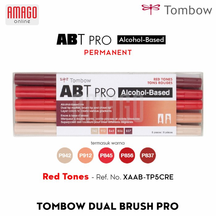 TOMBOW Dual Brush Pen ABT PRO - RED TONES - 5 packs - XAAB-TP5RE