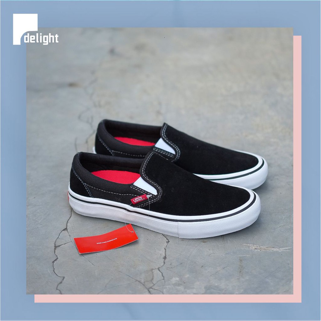 Sepatu Vans Slip On Pro Black White Pop Cush Insole 2020 Original