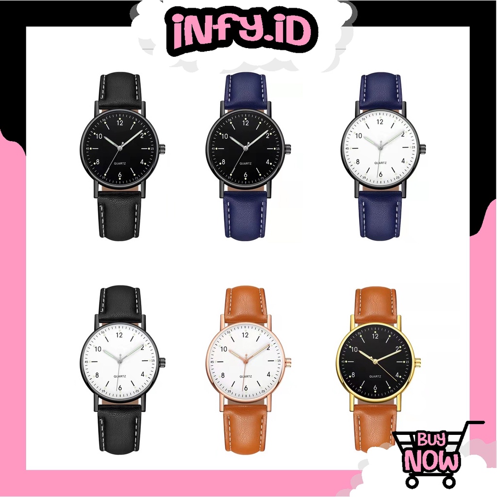 INFY - JT044 Jam Tangan Wanita Casual Analog Quartz Dial Bulat Retro Korean Import