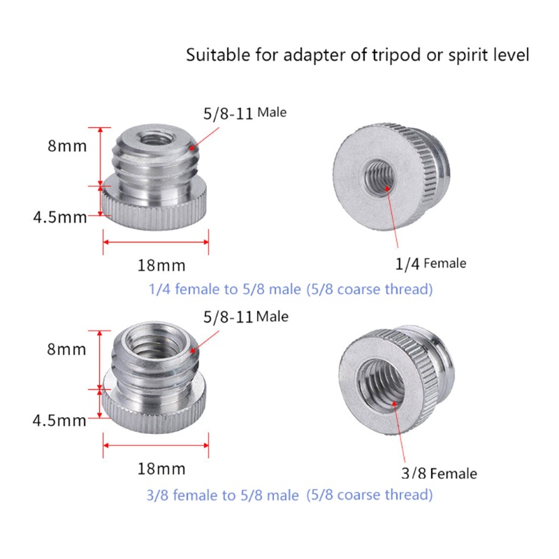 Kiss 1per4 ''Female to 5per8 &quot;Inch Male Thread Adapter Sekrup 3per8 Female to 5peratu Ke 8perlaku Level Rangefinder Tripod