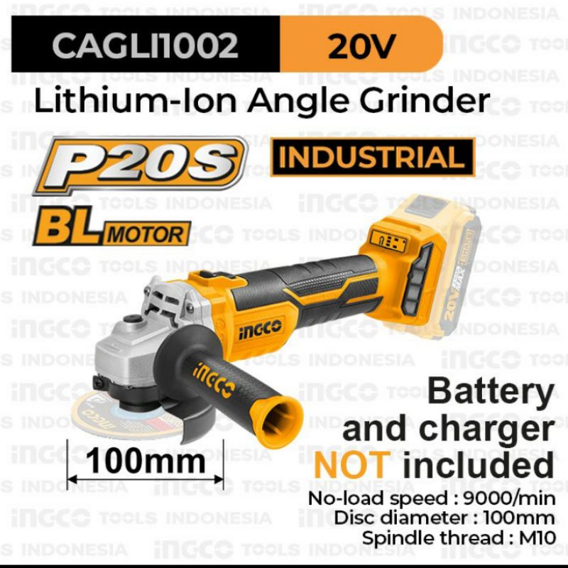 P20S Brushless angle grinder 4" inc INGCO CAGLI1002 grinda tangan