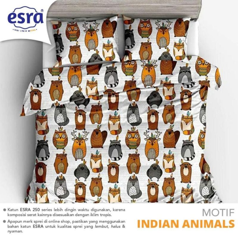 Sprei Katun Esra Motif Anak Indian Animals