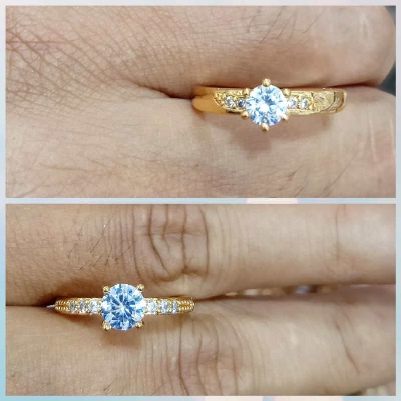 Cincin xuping mata satu berlapis emas dengan mata zircon.