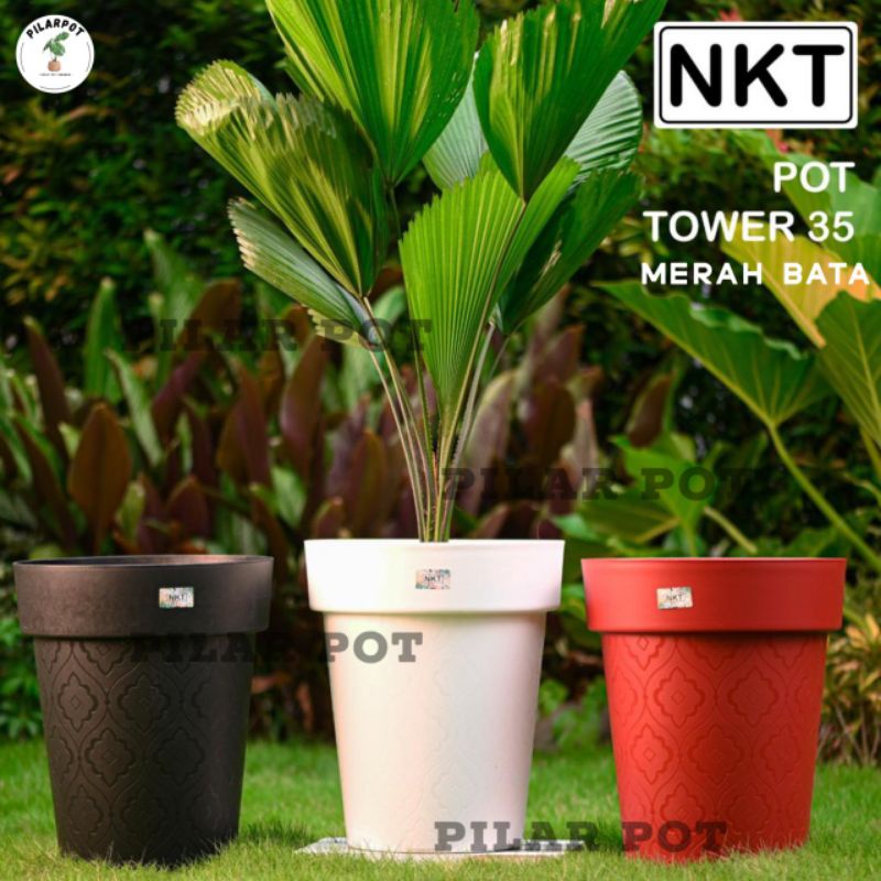 pot bunga tanaman tinggi tower 35cm - NKT TOWER JUMBO 35 MERAH BATA