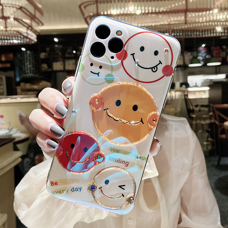 Soft Case Silikon Motif Smiley Face Untuk iPhone 12 12promax 7 8Plus SE X XS XR XSMAX 11 Pro Max