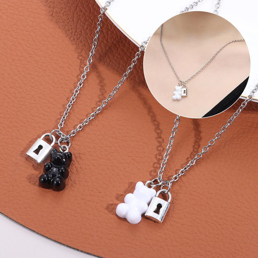 Kalung Liontin Beruang Nanas Trendi Glamour Hadiah Pesta Rantai Ganda Liontin Choker