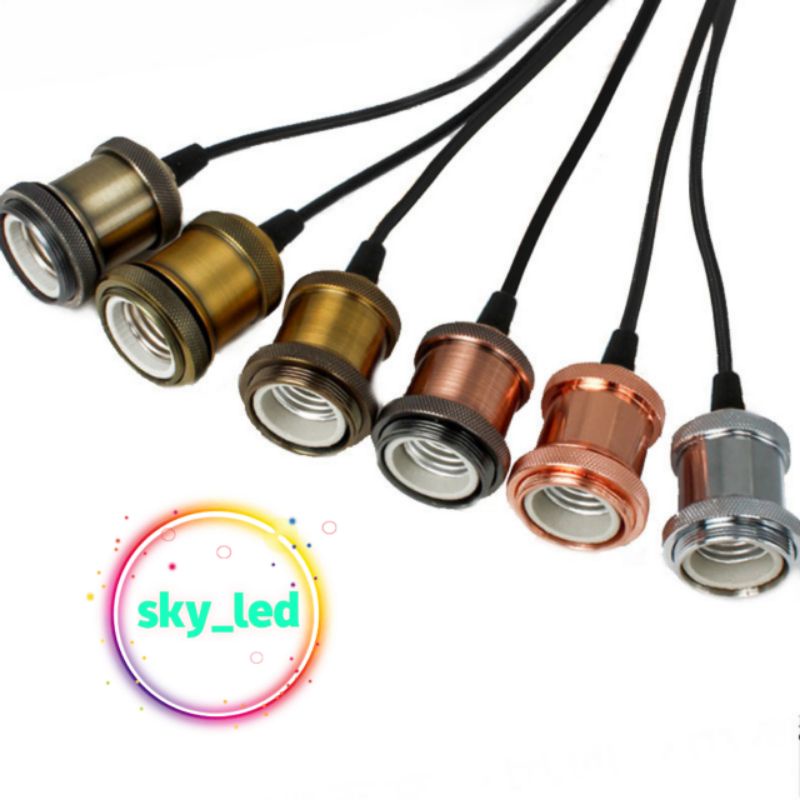 SKY_LED / FITTING HIAS / FITING LAMPU GANTUNG E27 ALUMINIUM + KOP KABEL TANPA EDISON FILAMENT