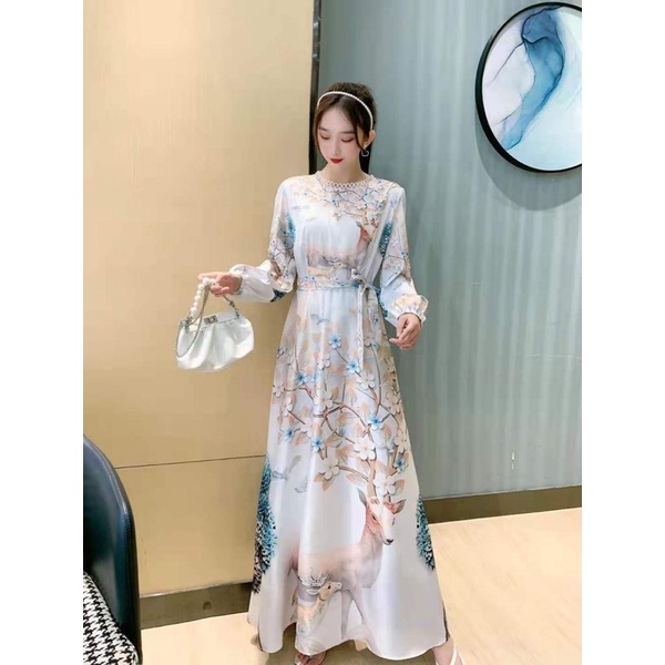 SALE!!! DRESS MAXI ESTILO ELEGAN IMPORT / IVORY ORI BKK-putih rusa