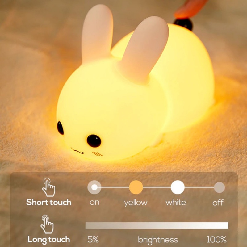 Lampu Tidur LED Sleep Light Model Kelinci Lucu USB Recharge 1200mAH