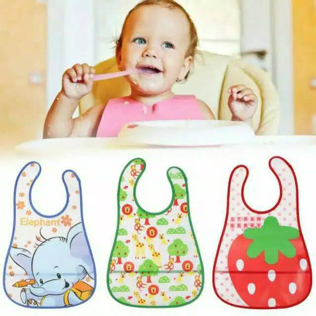 Slabber Plastik / Slaber Waterproof Baby / Celemek Makan bayi / Anti Air