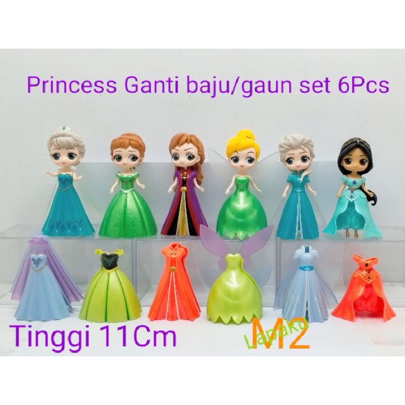 Princess Ganti baju gaun Figure set 6pcs