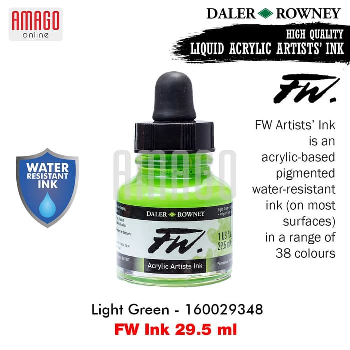 

Cat Akrilik DALER-ROWNEY - FW Ink 29.5 ml - Acrylic Artists Ink - LIGHT GREEN - 160029348