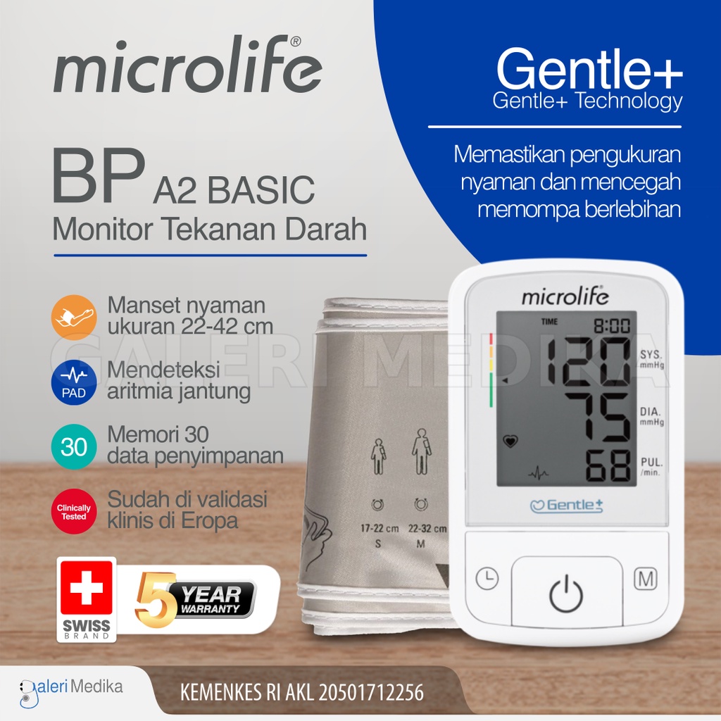 Tensimeter Microlife BP A2 Basic (BP3GQ1 - 3P) - Alat Ukur Tekanan Darah