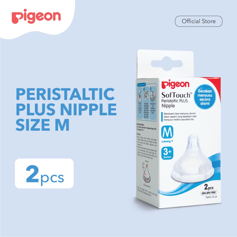 Pigeon Soft Touch Peristaltic Plus Nipple size M 2pcs Dot Bayi Pigeon