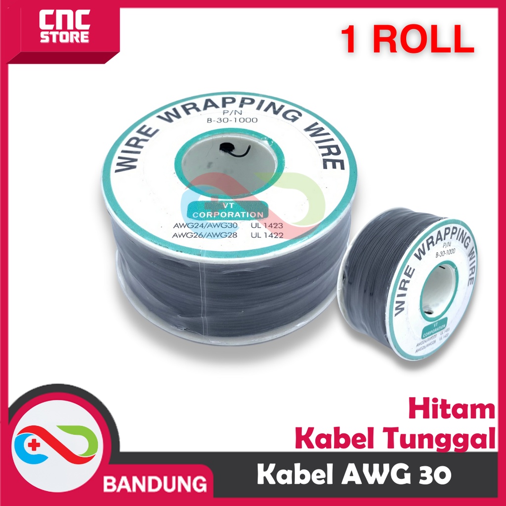 KABEL JUMPER TUNGGAL AWG30 BLACK FOR BREADBOARD PER SATU ROLL